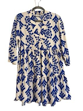 Zara  Dress with Bold Cobalt Blue Floral Motif